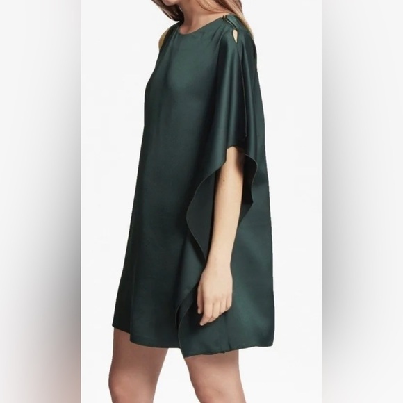 French Connection Green Sasha Satin Asymmetrical Shift Party Dress 2 EUC - Picture 5 of 8